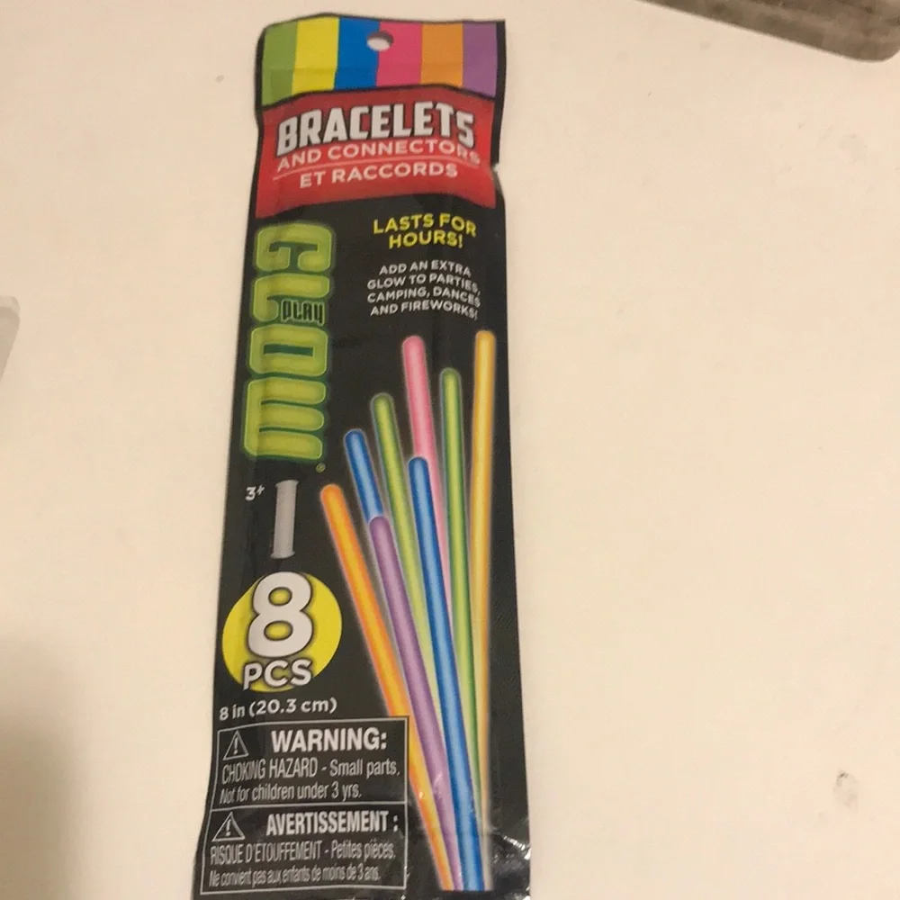 🇺🇸 Glow Bracelets Party Pack - Multicolor Glow Sticks (8 pcs)
